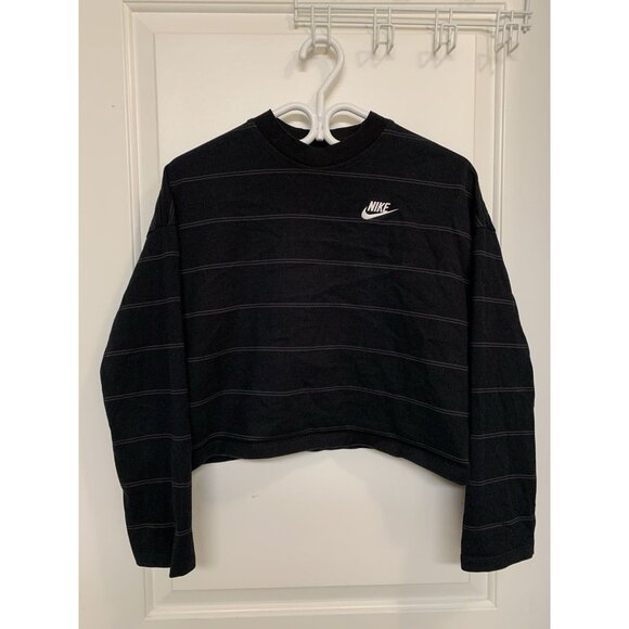 Nike Striped Cropped Long sleeve Thick Cotton Crew Neck Women’s XS - Picture 1 of 8